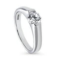 thumbnail image 1 of BERRICLE Sterling Silver Solitaire Wedding Engagement Rings 0.8 Carat Half Bezel Set Round Cut Cubic Zirconia CZ Ring for Women, Rhodium Plated Size 4, 1 of 10