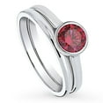 thumbnail image 1 of BERRICLE Sterling Silver Solitaire Wedding Engagement Rings 0.8 Carat Red Bezel Set Round Cut Cubic Zirconia CZ Ring Set for Women, Rhodium Plated Size 6, 1 of 10