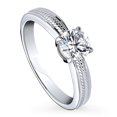 thumbnail image 1 of BERRICLE Sterling Silver Solitaire Wedding Engagement Rings 0.8 Carat Round Cut Cubic Zirconia CZ Cable Promise Ring for Women, Rhodium Plated Size 7, 1 of 9