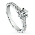 thumbnail image 1 of BERRICLE Sterling Silver Solitaire Wedding Engagement Rings 0.8 Carat Round Cut Cubic Zirconia CZ Promise Ring for Women, Rhodium Plated Size 5, 1 of 9