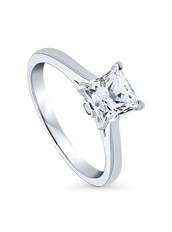 Sterling Silver Solitaire East-West Wedding Engagement Promise Rings 1.2ct Half Bezel Set Oval Cut Cubic Zirconia CZ Ring For Women
