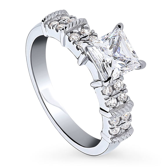 BERRICLE Sterling Silver Solitaire Wedding Engagement Promise Rings for Her, 1.2 Carat Princess Cut Cubic Zirconia CZ Ring Size 4