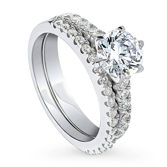 BERRICLE Sterling Silver Solitaire Wedding Engagement Rings 1.25 Carat Round Cut Cubic Zirconia CZ Ring Set for Women, Rhodium Plated Size 5.5