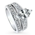 thumbnail image 1 of BERRICLE Sterling Silver Solitaire Wedding Engagement Rings 1.6 Carat Marquise Cut Cubic Zirconia CZ Statement Ring Set for Women, Rhodium Plated Size 8, 1 of 18