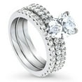 thumbnail image 1 of BERRICLE Sterling Silver Solitaire Wedding Engagement Rings 1.8 Carat Pear Cut Cubic Zirconia CZ Hidden Halo Ring Set for Women, Rhodium Plated Size 4, 1 of 12