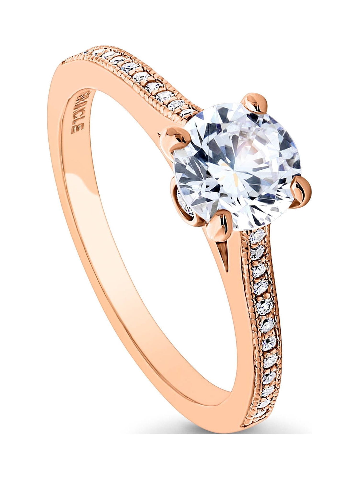 BERRICLE Sterling Silver Solitaire Wedding Engagement Rings 1 Carat Round Cubic Zirconia CZ