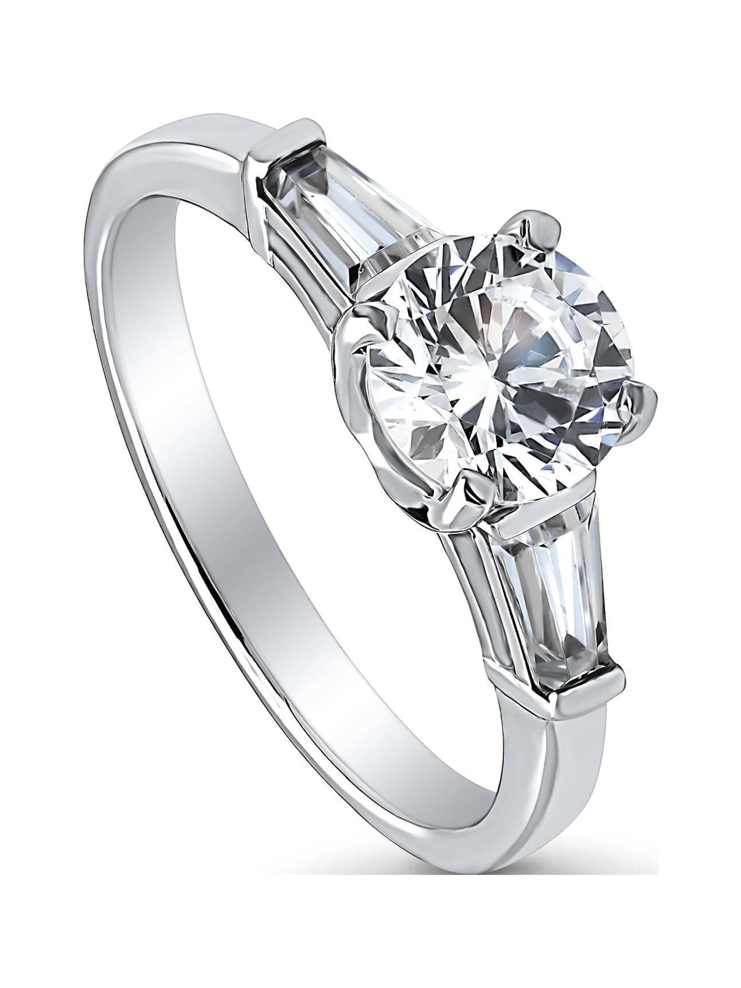 BERRICLE Sterling Silver Solitaire Wedding Engagement Rings 1 Carat Round Cut Cubic Zirconia CZ Promise Ring for Women, Rhodium Plated Size 5