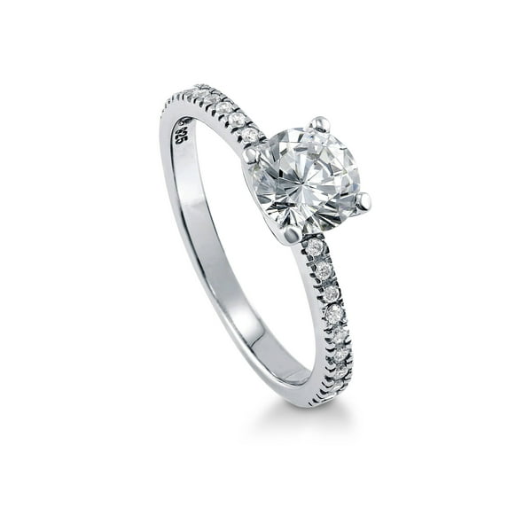 BERRICLE Sterling Silver Solitaire Wedding Engagement Rings 1 Carat Round Cut Cubic Zirconia CZ Promise Ring for Women, Rhodium Plated Size 6