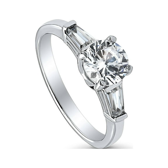 BERRICLE Sterling Silver Solitaire Wedding Engagement Rings 1 Carat Round Cut Cubic Zirconia CZ Promise Ring for Women, Rhodium Plated Size 7