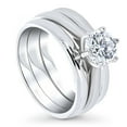 thumbnail image 1 of BERRICLE Sterling Silver Solitaire Wedding Engagement Rings 1 Carat Round Cut Cubic Zirconia CZ Ring Set for Women, Rhodium Plated Size 8, 1 of 11