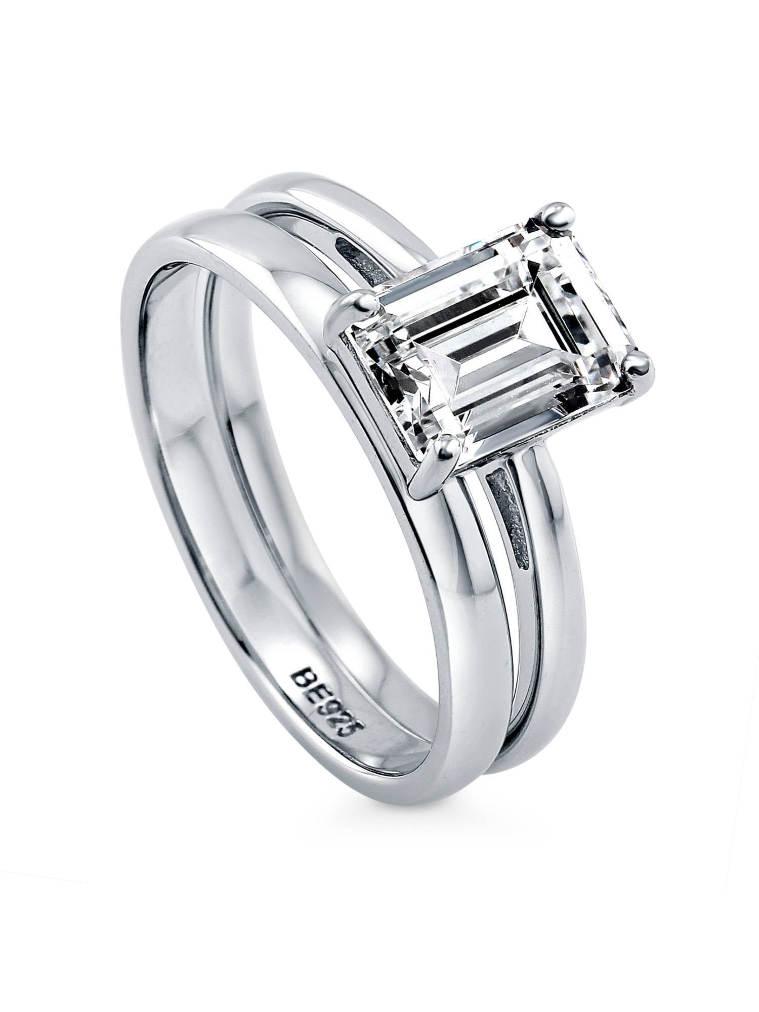 BERRICLE Rhodium Plated Sterling Silver Cubic Zirconia CZ Solitaire Pr BERRICLE Rhodium Plated Sterling Silver Stud Earrings Round