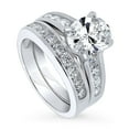 thumbnail image 1 of BERRICLE Sterling Silver Solitaire Wedding Engagement Rings 2.5 Carat Oval Cut Cubic Zirconia CZ Ring Set for Women, Rhodium Plated Size 5, 1 of 17