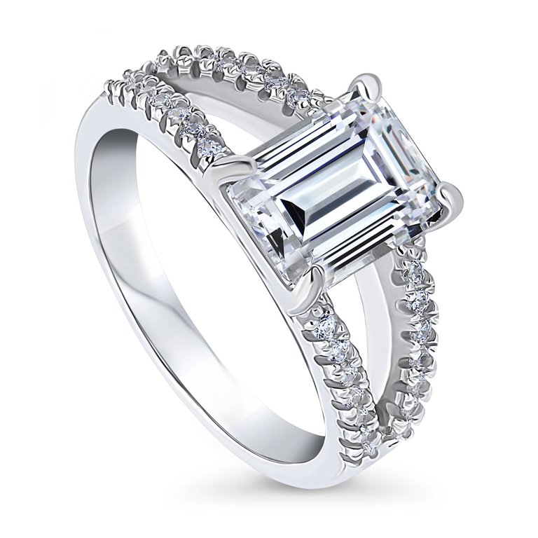 Sterling Silver Marquise Art Deco Wedding Band Ring With CZ - Size 4 To 10, Stackable 12 thumbnail image