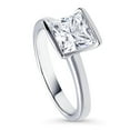 thumbnail image 1 of BERRICLE Sterling Silver Solitaire Wedding Engagement Rings 2 Carat Half Bezel Set Princess Cut Cubic Zirconia CZ Ring for Women, Rhodium Plated Size 8, 1 of 5