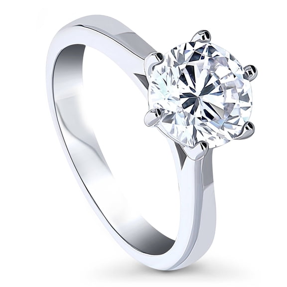 BERRICLE Sterling Silver Solitaire Wedding Engagement Rings 2 Carat Round Cut Cubic Zirconia CZ Promise Ring for Women, Rhodium Plated Size 8