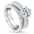 thumbnail image 1 of BERRICLE Sterling Silver Solitaire Wedding Engagement Rings 2 Carat Round Cut Cubic Zirconia CZ Ring Set for Women, Rhodium Plated Size 8.5, 1 of 18