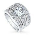 thumbnail image 1 of BERRICLE Sterling Silver Solitaire Wedding Engagement Rings 3 Carat Pear Cut Cubic Zirconia CZ Ring Set for Women, Rhodium Plated Size 9.5, 1 of 18