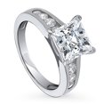 thumbnail image 1 of BERRICLE Sterling Silver Solitaire Wedding Engagement Rings 3 Carat Princess Cut Cubic Zirconia CZ Cocktail Promise Ring for Women, Rhodium Plated Size 6, 1 of 9