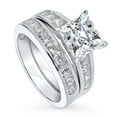 thumbnail image 1 of BERRICLE Sterling Silver Solitaire Wedding Engagement Rings 3 Carat Princess Cut Cubic Zirconia CZ Ring Set for Women, Rhodium Plated Size 10, 1 of 17