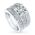 thumbnail image 1 of BERRICLE Sterling Silver Solitaire Wedding Engagement Rings 3 Carat Princess Cut Cubic Zirconia CZ Ring Set for Women, Rhodium Plated Size 8, 1 of 17
