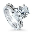 thumbnail image 1 of BERRICLE Sterling Silver Solitaire Wedding Engagement Rings 5.5 Carat Oval Cut Cubic Zirconia CZ Hidden Halo Ring Set for Women, Rhodium Plated Size 4, 1 of 12