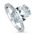 thumbnail image 1 of BERRICLE Sterling Silver Solitaire Wedding Engagement Rings 5.5 Carat Oval Cut Cubic Zirconia CZ Hidden Halo Ring for Women, Rhodium Plated Size 10, 1 of 8