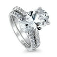 thumbnail image 1 of BERRICLE Sterling Silver Solitaire Wedding Engagement Rings 5.5 Carat Oval Cut Cubic Zirconia CZ Ring Set for Women, Rhodium Plated Size 5.5, 1 of 13