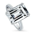 thumbnail image 1 of BERRICLE Sterling Silver Solitaire Wedding Engagement Rings 8.5 Carat Emerald Cut Cubic Zirconia CZ Statement Cocktail Ring for Women, Rhodium Plated Size 4.5, 1 of 10
