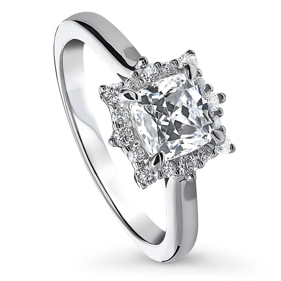 BERRICLE Sterling Silver Sunburst Wedding Engagement Rings Cubic Zirconia CZ Halo Promise Ring for Women, Rhodium Plated Size 5.5