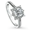 thumbnail image 1 of BERRICLE Sterling Silver Sunburst Wedding Engagement Rings Cubic Zirconia CZ Halo Promise Ring for Women, Rhodium Plated Size 7, 1 of 8