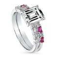 thumbnail image 1 of BERRICLE Sterling Silver Vintage Inspired Art Deco Wedding Engagement Rings 2.1 Carat Cubic Zirconia CZ Solitaire Ring Set for Women, Rhodium Plated Size 10, 1 of 13