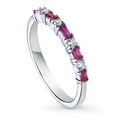 thumbnail image 1 of BERRICLE Sterling Silver Vintage Inspired Art Deco Wedding Rings Cubic Zirconia CZ Anniversary Half Eternity Ring for Women, Rhodium Plated Size 4.5, 1 of 11