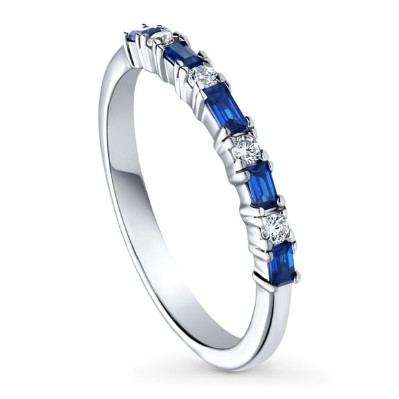 BERRICLE Sterling Silver Vintage Inspired Art Deco Wedding Rings Cubic Zirconia CZ Anniversary Half Eternity Ring for Women, Rhodium Plated Size 5.5