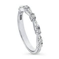 thumbnail image 1 of BERRICLE Sterling Silver Vintage Inspired Art Deco Wedding Rings Cubic Zirconia CZ Anniversary Half Eternity Ring for Women, Rhodium Plated Size 8, 1 of 8