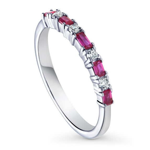 BERRICLE Sterling Silver Vintage Inspired Art Deco Wedding Rings Cubic Zirconia CZ Anniversary Half Eternity Ring for Women, Rhodium Plated Size 8