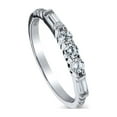 thumbnail image 1 of BERRICLE Sterling Silver Vintage Inspired Art Deco Wedding Rings Pave Set Cubic Zirconia CZ Anniversary Half Eternity Ring for Women, Rhodium Plated Size 5.5, 1 of 7