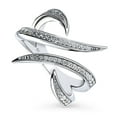 thumbnail image 1 of BERRICLE Sterling Silver Wave Cubic Zirconia CZ Cocktail Fashion Ring for Women, Rhodium Plated Size 4, 1 of 8