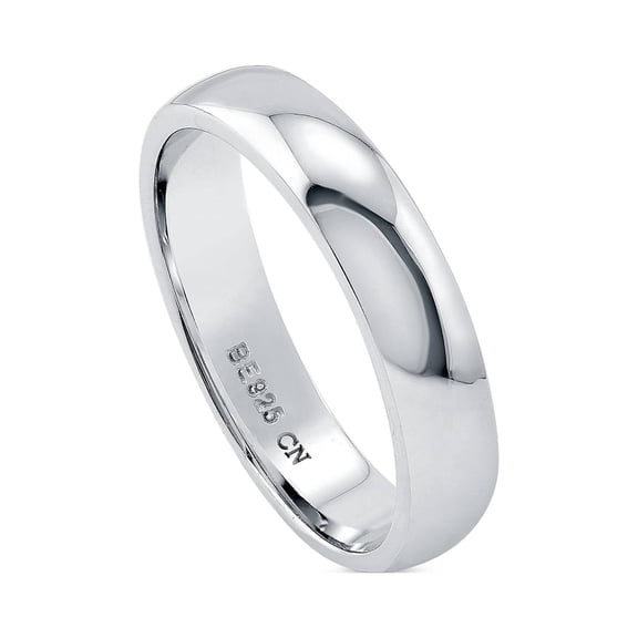 BERRICLE Sterling Silver Wedding Rings Band for Unisex, Rhodium Plated Size 10