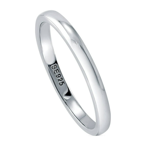 BERRICLE Sterling Silver Wedding Rings Band for Unisex, Rhodium Plated Size 7.5