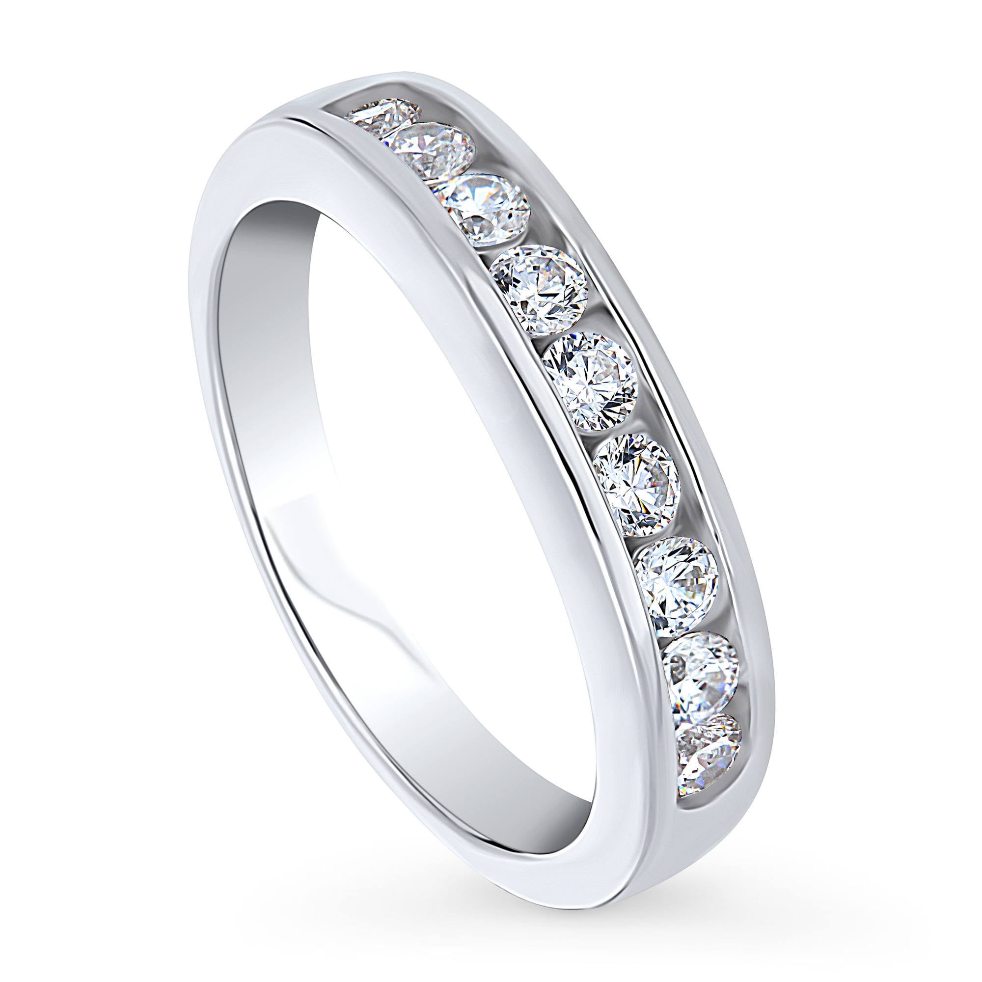 BERRICLE Rhodium Plated Sterling Silver Wishbone Ring - 7 Marquise CZ Flower Curved Band, Size 5 - View #11