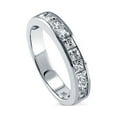 thumbnail image 1 of BERRICLE Sterling Silver Wedding Rings Channel Set Princess Cut Cubic Zirconia CZ Anniversary Half Eternity Ring for Women, Rhodium Plated Size 8.5, 1 of 7