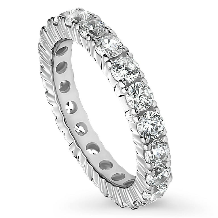 925 STERLING SILVER CHANNEL SET CZ ETERNITY BAND RING SIZE 5 ENGAGEMENT 2634