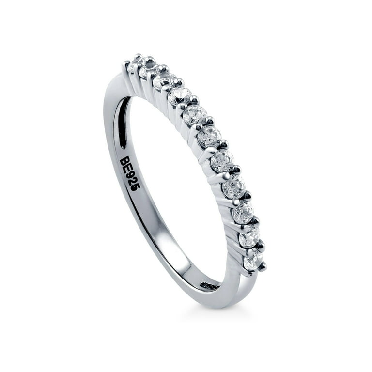 BERRICLE Sterling Silver Wedding Rings Cubic Zirconia CZ Half