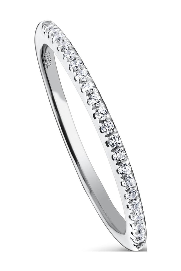 Sterling Silver Wedding Rings Micro Pave Set Round Cut Cubic Zirconia CZ Half Eternity Ring for Women, Rhodium Plated Size 10