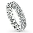 thumbnail image 1 of BERRICLE Sterling Silver Wedding Rings Pave Set Round Cut Cubic Zirconia CZ Anniversary Eternity Ring for Women, Rhodium Plated Size 8, 1 of 8