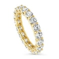 thumbnail image 1 of BERRICLE Sterling Silver Wedding Rings Pave Set Round Cut Cubic Zirconia CZ Anniversary Eternity Ring for Women, Yellow Gold Flashed Size 6, 1 of 5
