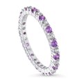 thumbnail image 1 of BERRICLE Sterling Silver Wedding Rings Purple Pave Set Round Cut Cubic Zirconia CZ Anniversary Eternity Ring for Women, Rhodium Plated Size 9, 1 of 5