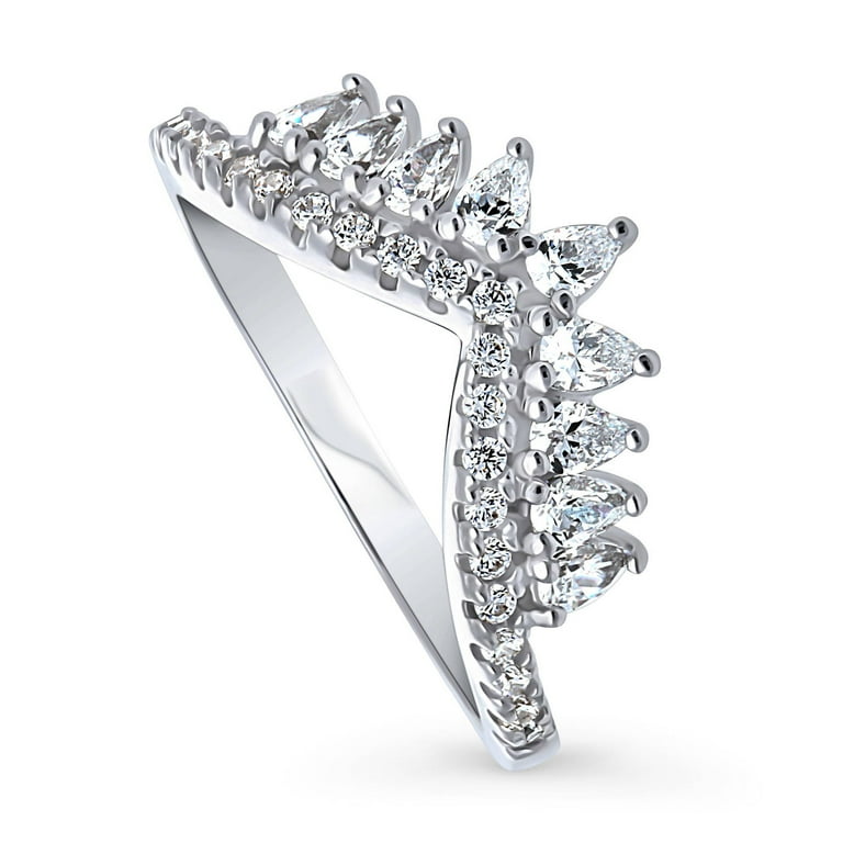 Gold-plated Sterling Silver Stackable Crown Band Ring with Cubic Zirconia Gold-plated Sterling Silver Stackable Crown Band Ring with Cubic Zirconia