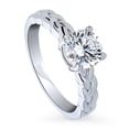 thumbnail image 1 of BERRICLE Sterling Silver Woven Wedding Engagement Rings 1.25 Carat Cubic Zirconia CZ Solitaire Ring for Women, Rhodium Plated Size 7.5, 1 of 9