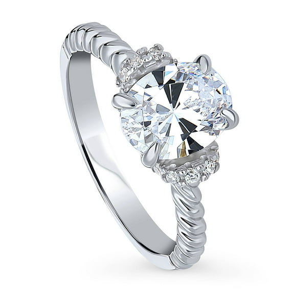 BERRICLE Sterling Silver Woven Wedding Engagement Rings 1.8 Carat Cubic Zirconia CZ Solitaire Ring for Women, Rhodium Plated Size 4.5